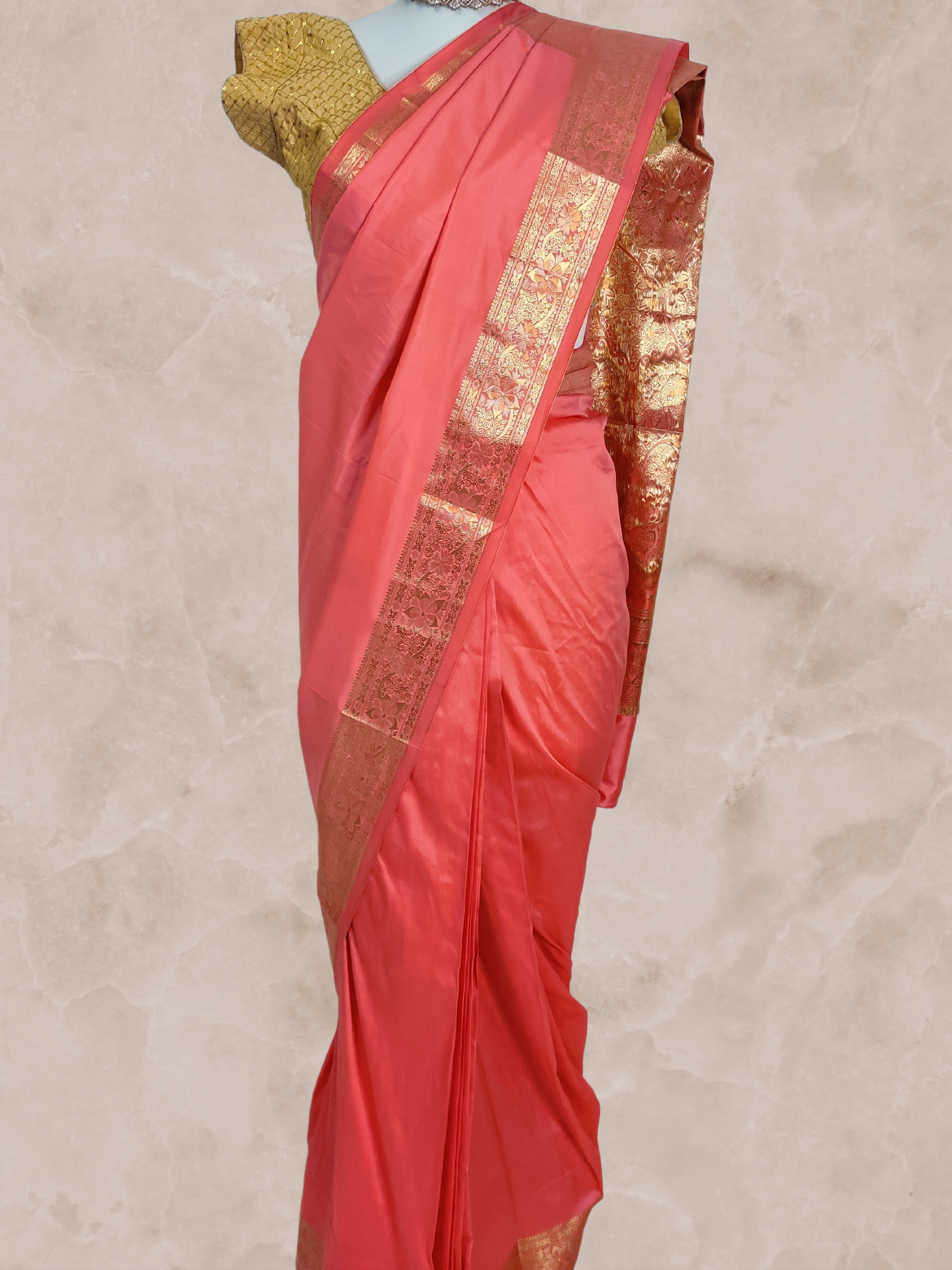 Pink Silk Saree with Zari Borders