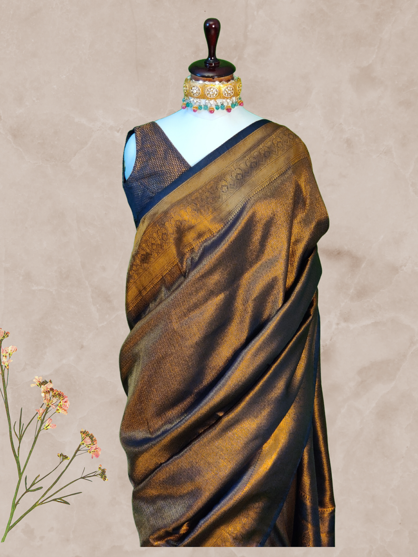 Golden Silk Pre Draped One Minute Saree