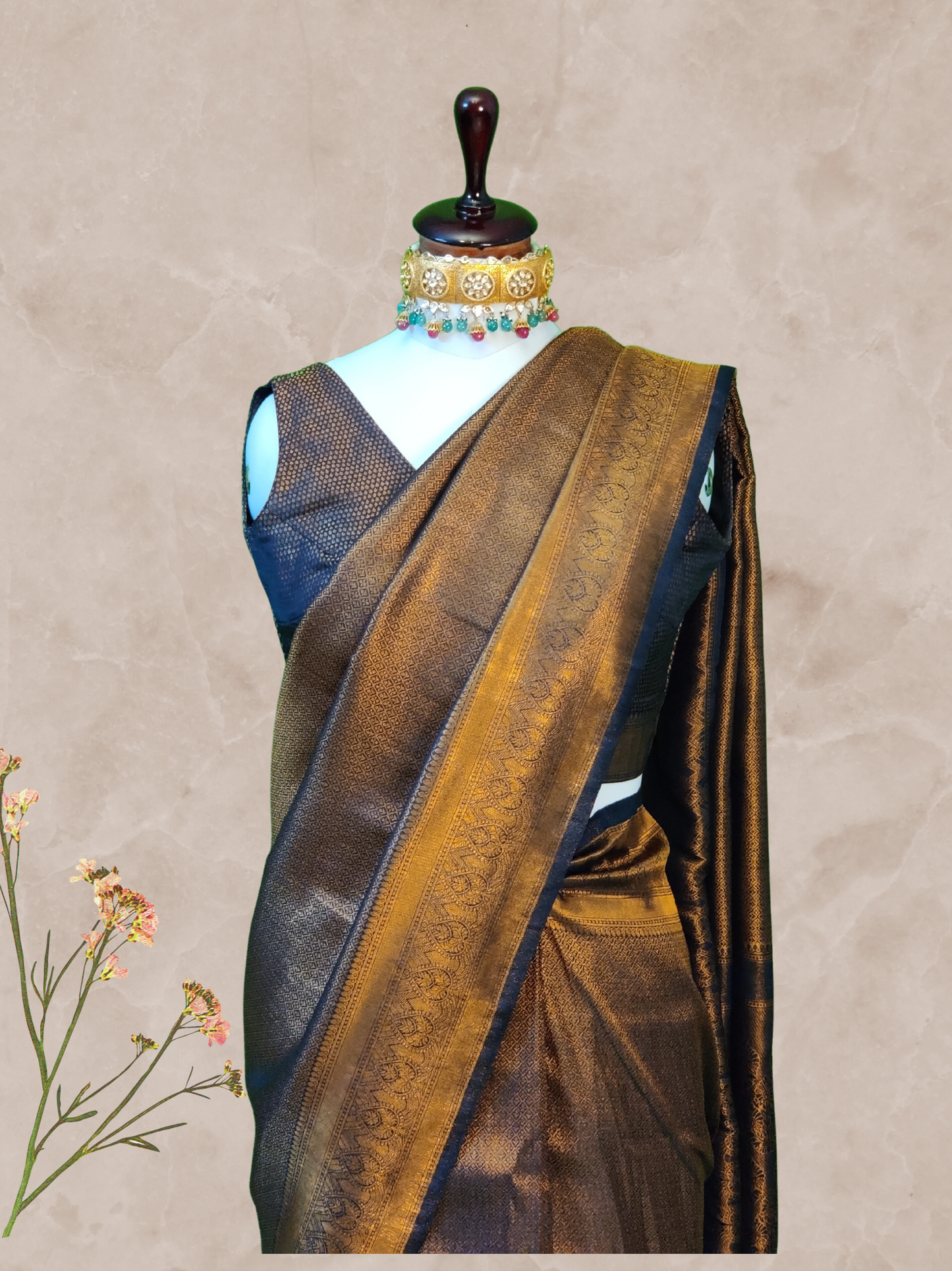 Golden Silk Pre Draped One Minute Saree