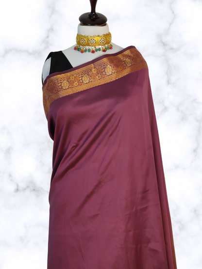 Royal Purple Silk Saree with Zari Borders