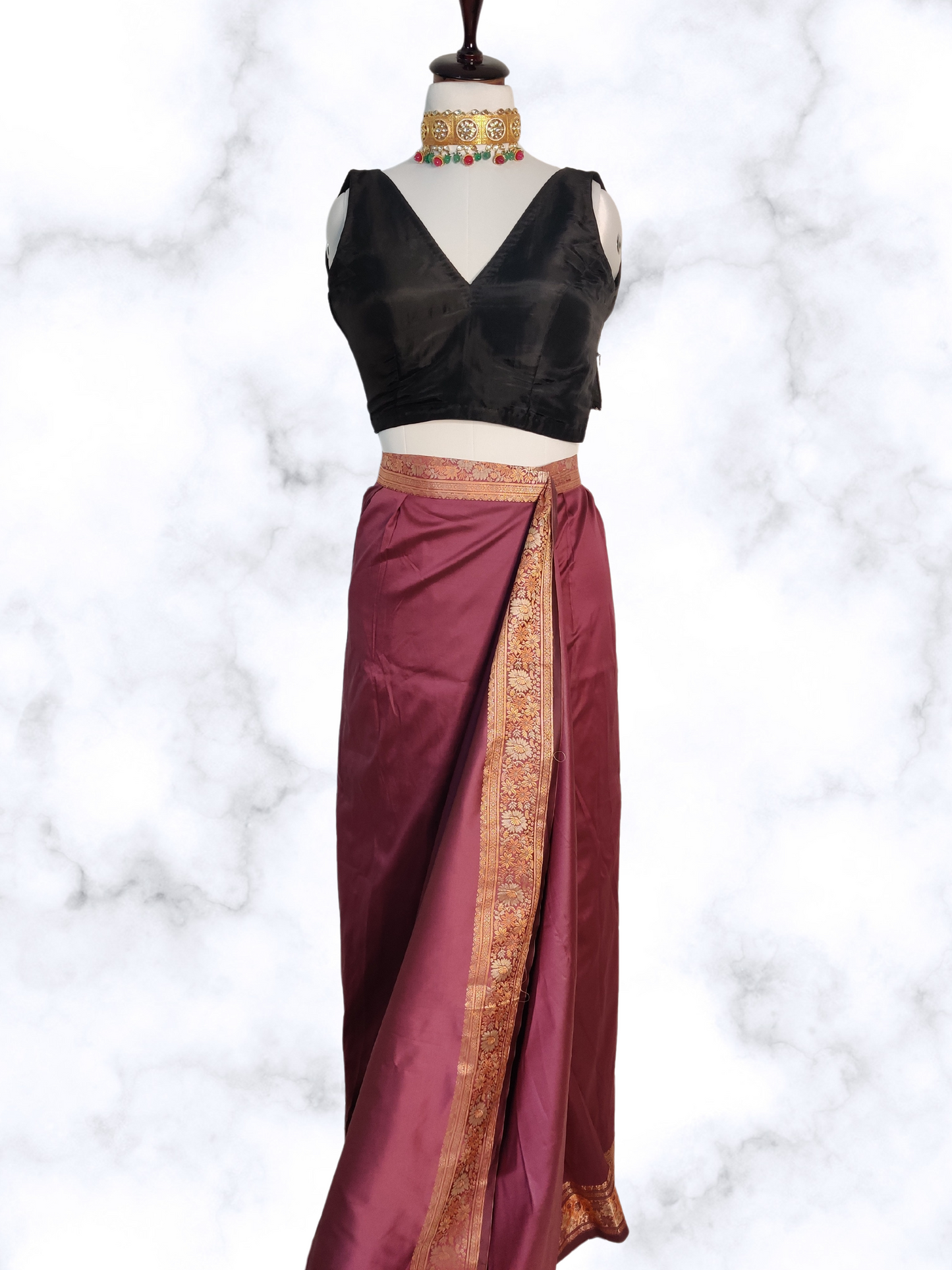 Royal Purple Silk Saree with Zari Borders