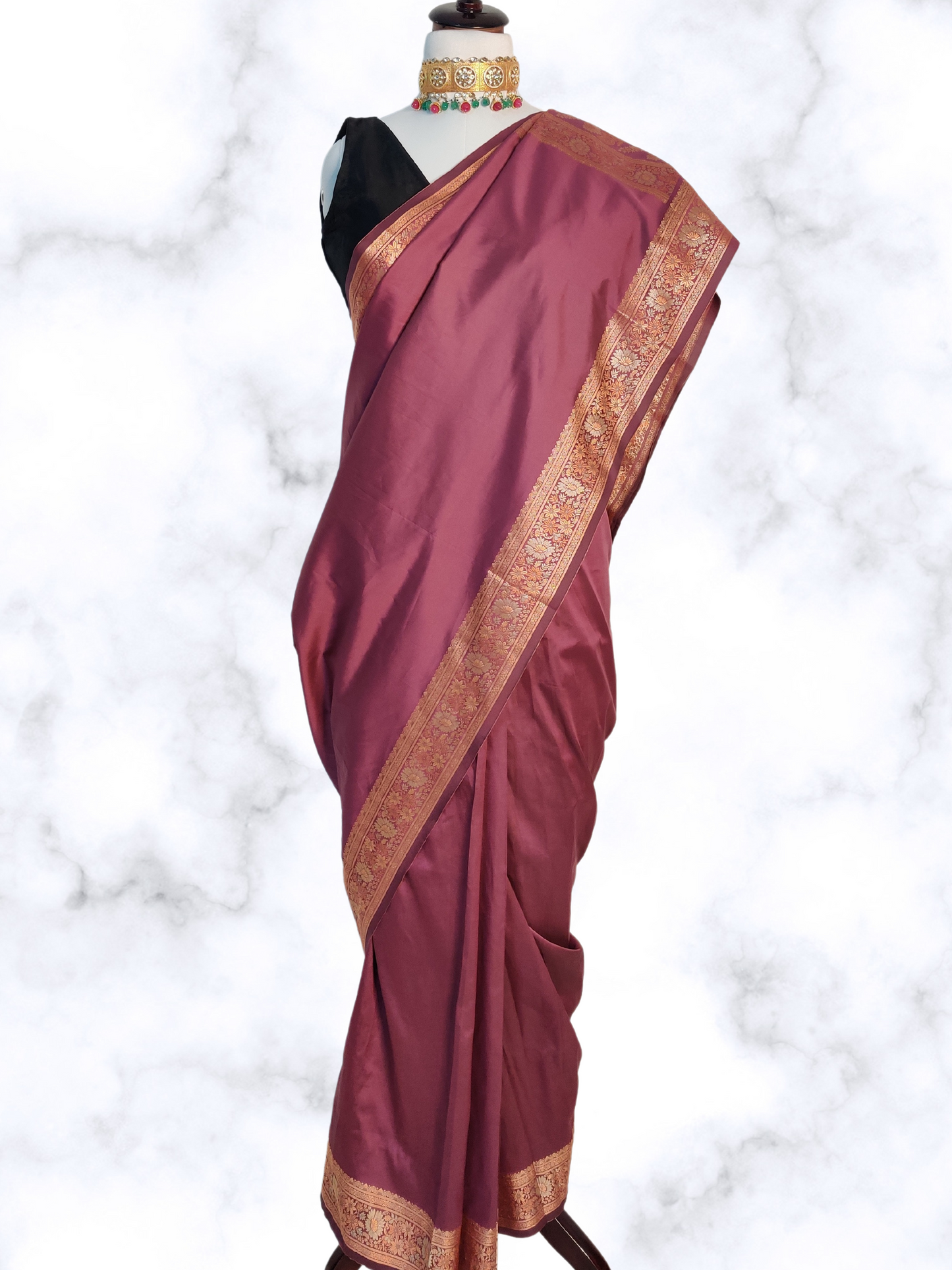 Royal Purple Silk Saree with Zari Borders