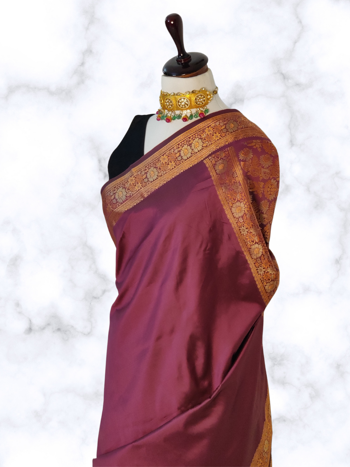 Royal Purple Silk Saree with Zari Borders