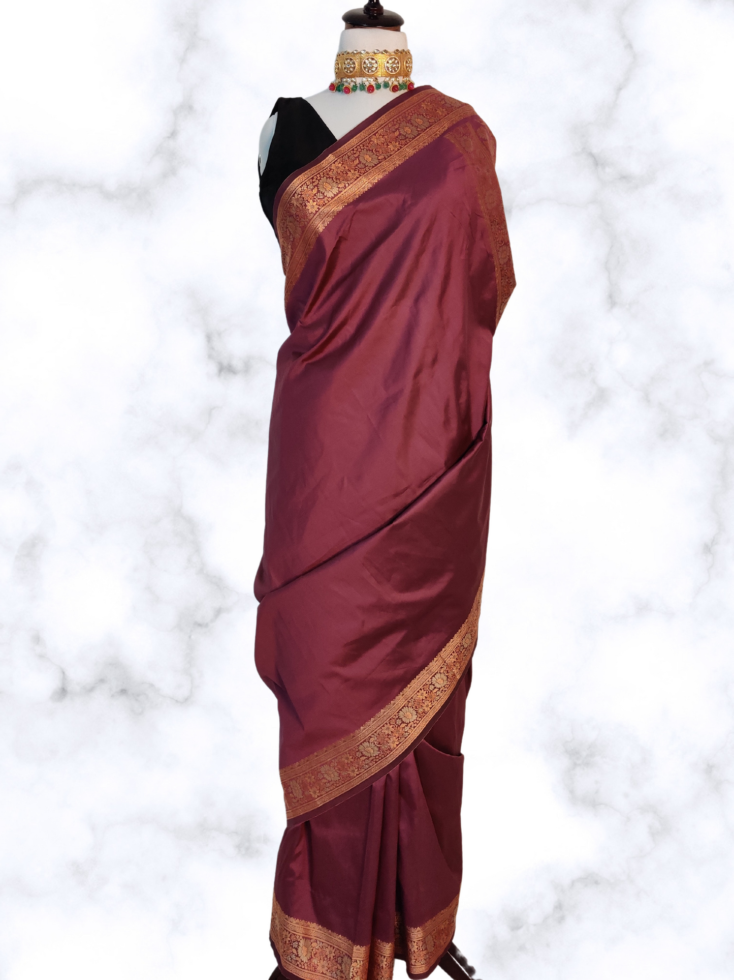 Royal Purple Silk Saree with Zari Borders